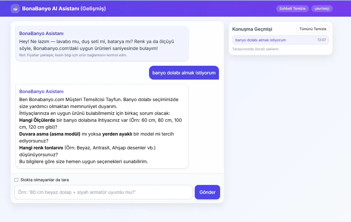 E-TİCARET YAPAY ZEKA ASİSTANI (BETA)